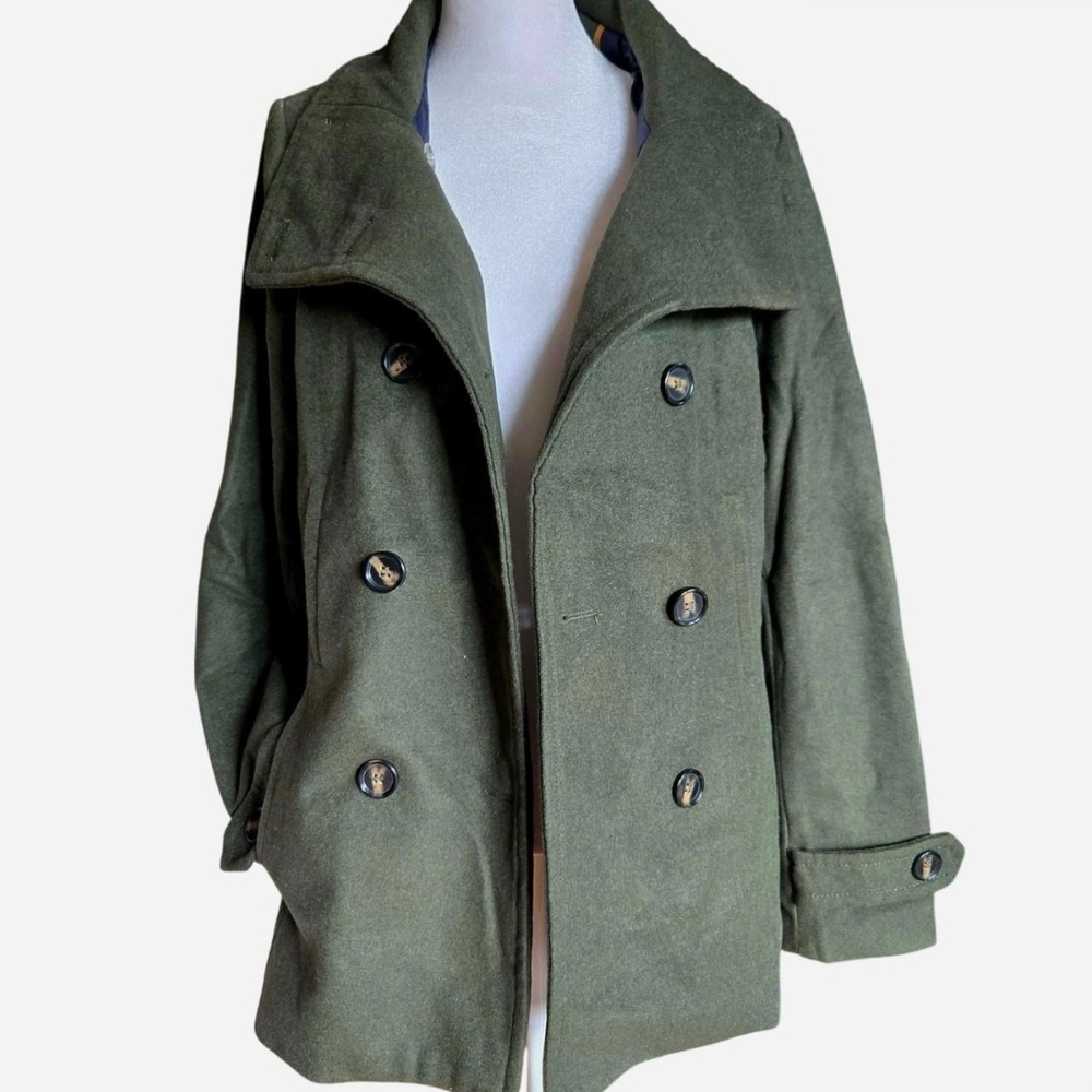 Thread & Supply Army Green Wool Peacoat